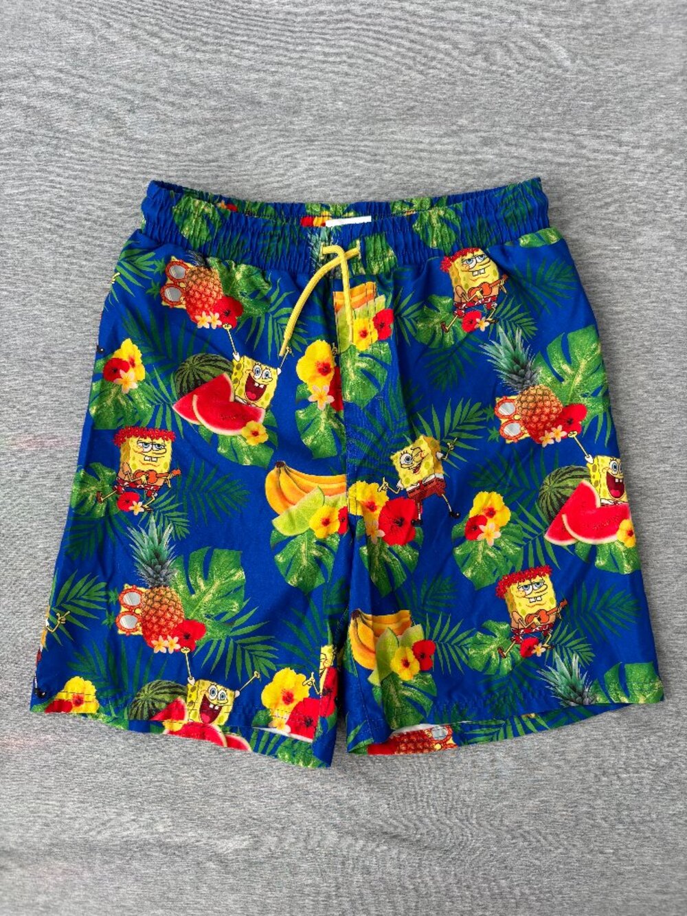 Nickelodeon SpongeBob Swim Trunks Boys XL 14-16 Blue Tropical Kidcore Beach Pool